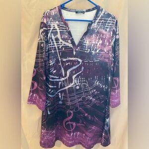 Lily by Firmiana Purple Music Note TunicTop